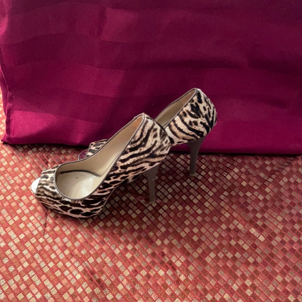 Valentino open toe pony hair gold tipped pumps!